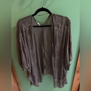 Grey sheer floral cardigan